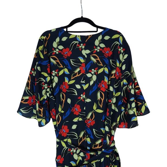 Eloquii Womens Maxi Dress 18 Floral Wrap Boho Ruffle V Neck Tie Waist Flowy Chic - Picture 11 of 14